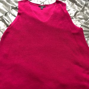 Lauren Fuchsia V Neck Sleeveless Sweater
